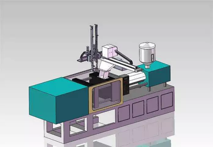 استفاده از ربات صنعتی برای کار با ماشین تزریق-برای این کار معمولا از ربات‌های کارتزین استفاده می‌شود